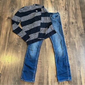 GUC ABERCROMBIE Kids Boy's 2 Piece Set Shirt & Stretch Skinny Jeans Size: 15/16